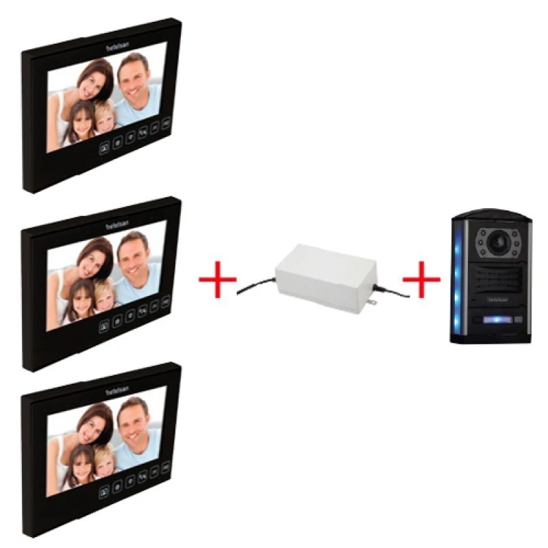 ALGAN 4.3” Renkli Dokunmatik LCD Görüntülü Villa Kitler Obsidian(Üçlü)